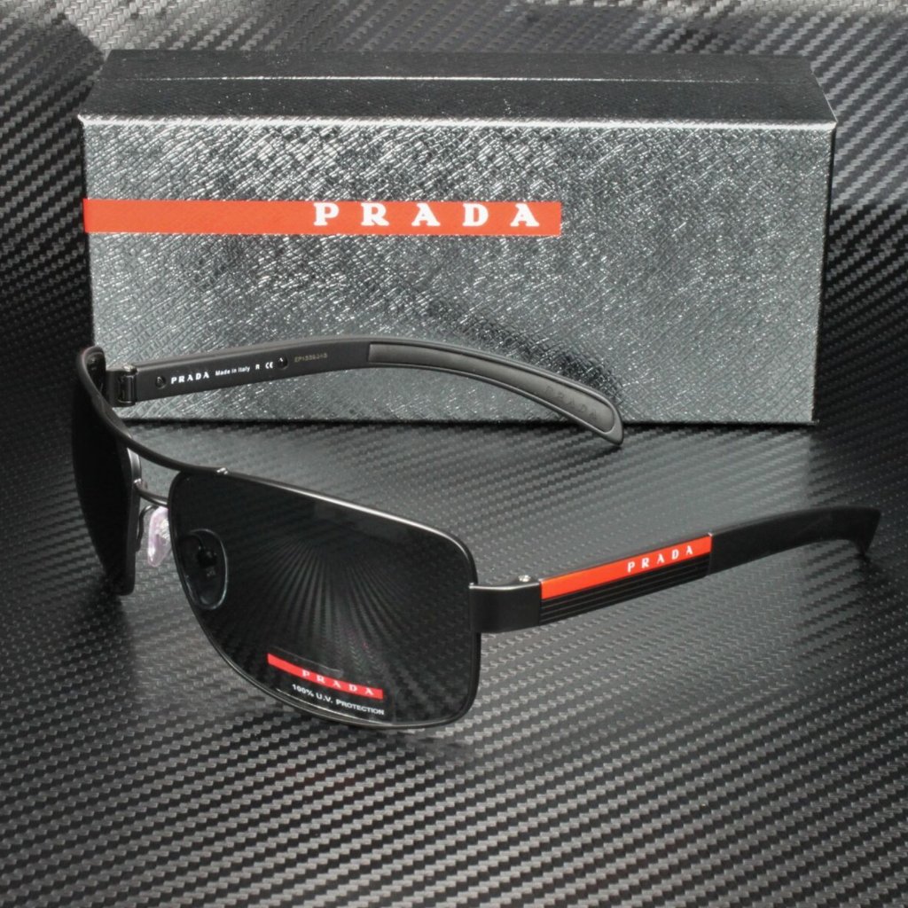 Prada Men's Matte Black Grey Rubber Sunglasses!